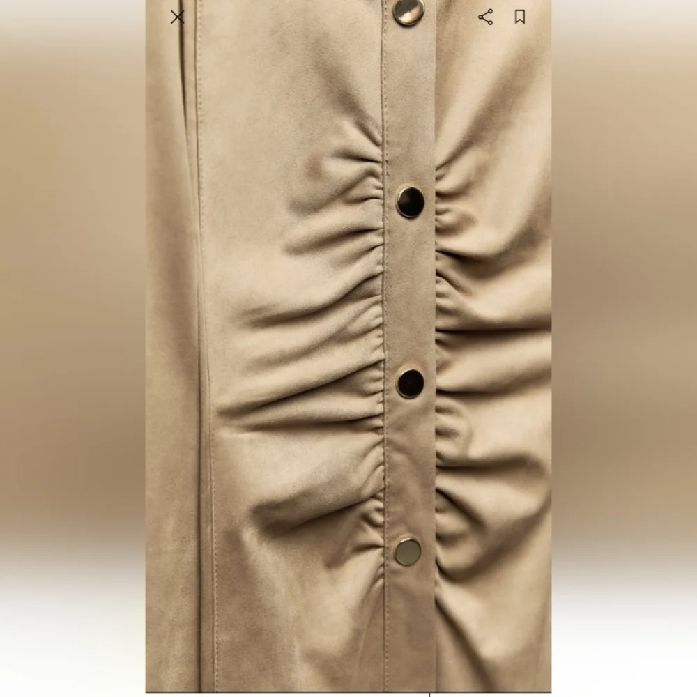 Zara Ruched Faux Suede Midi Dress Sz-XXL - Picture 5 of 9